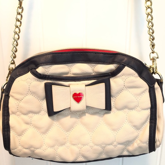 Auth Betsey Johnson White Blue Red Bow Purse Chain - Picture 7 of 13